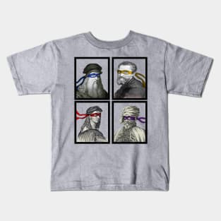 Renaissance Artists Tmnt Leonardo Donatello Raphael Michelangelo Parody artwork Kids T-Shirt